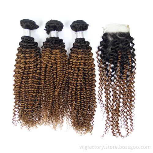 color curly bundles human hair with closure,cuticle aligned hair virgin raw hair,wholesale human hair bundle virgin hair vendor